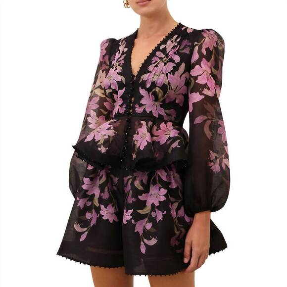 ZIMMERMANN Tops - NEW ZIMMERMANN dawning v-neck beaded blouse in black lily